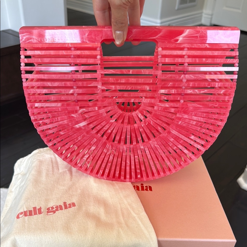 Cult Gaia Pink Acrylic Ark Clutch